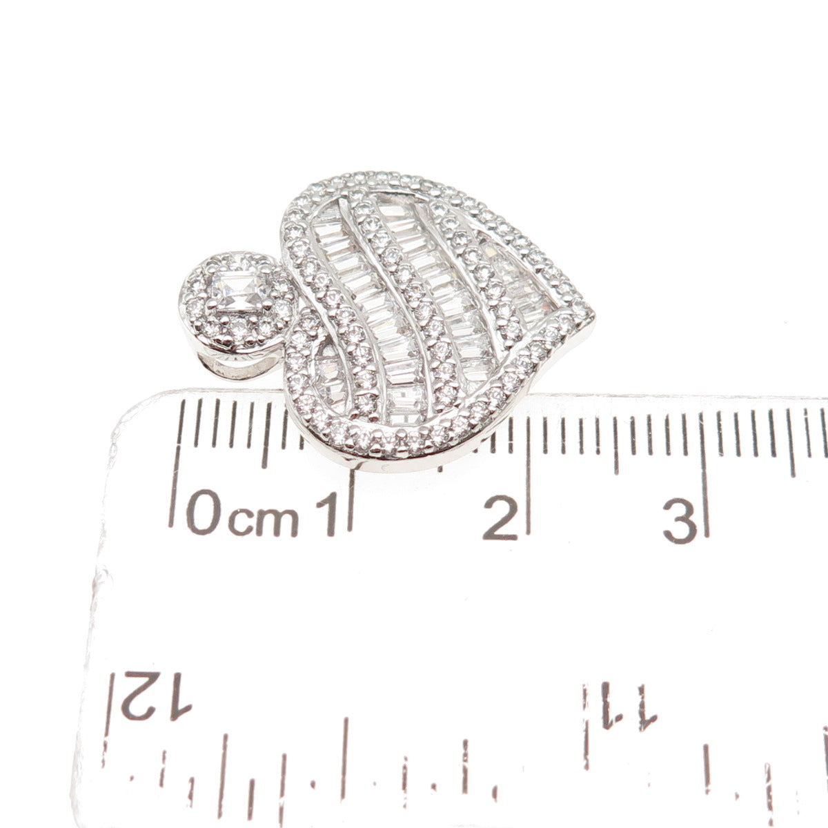 VANNA K 925 Sterling Silver Blue & White C Z Heart Slide Charm Pendant