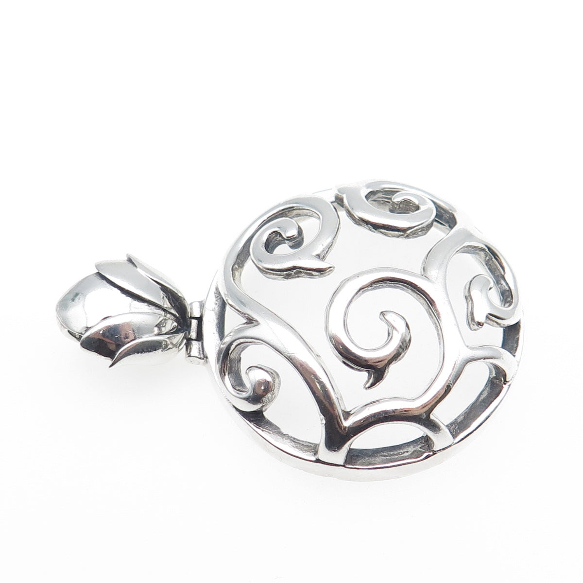 BARSE 925 Sterling Silver Vintage Modernist Swirl Oxidized Charm Pendant