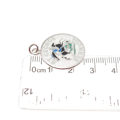 Breadner Co. 925 Sterling Silver Vintage Enamel St. George Bermuda Charm Pendant