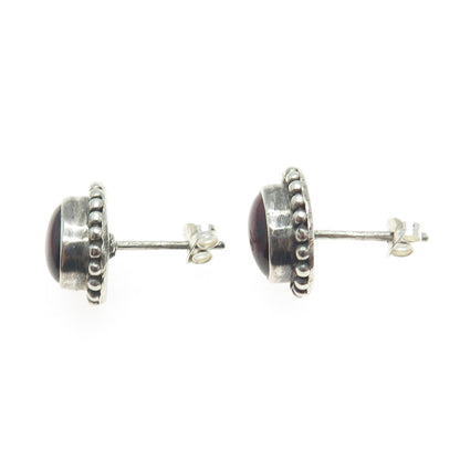 925 Sterling Silver Vintage Real Tourmaline Beaded Stud Earrings