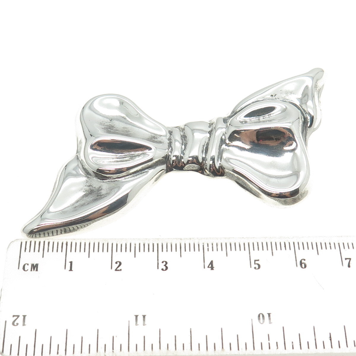 925 Sterling Silver Vintage Mexico Puffy Ribbon Bow Pin Brooch