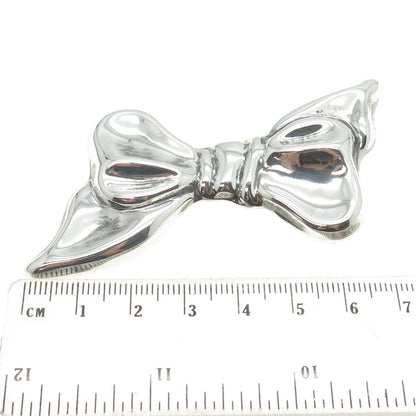 925 Sterling Silver Vintage Mexico Puffy Ribbon Bow Pin Brooch