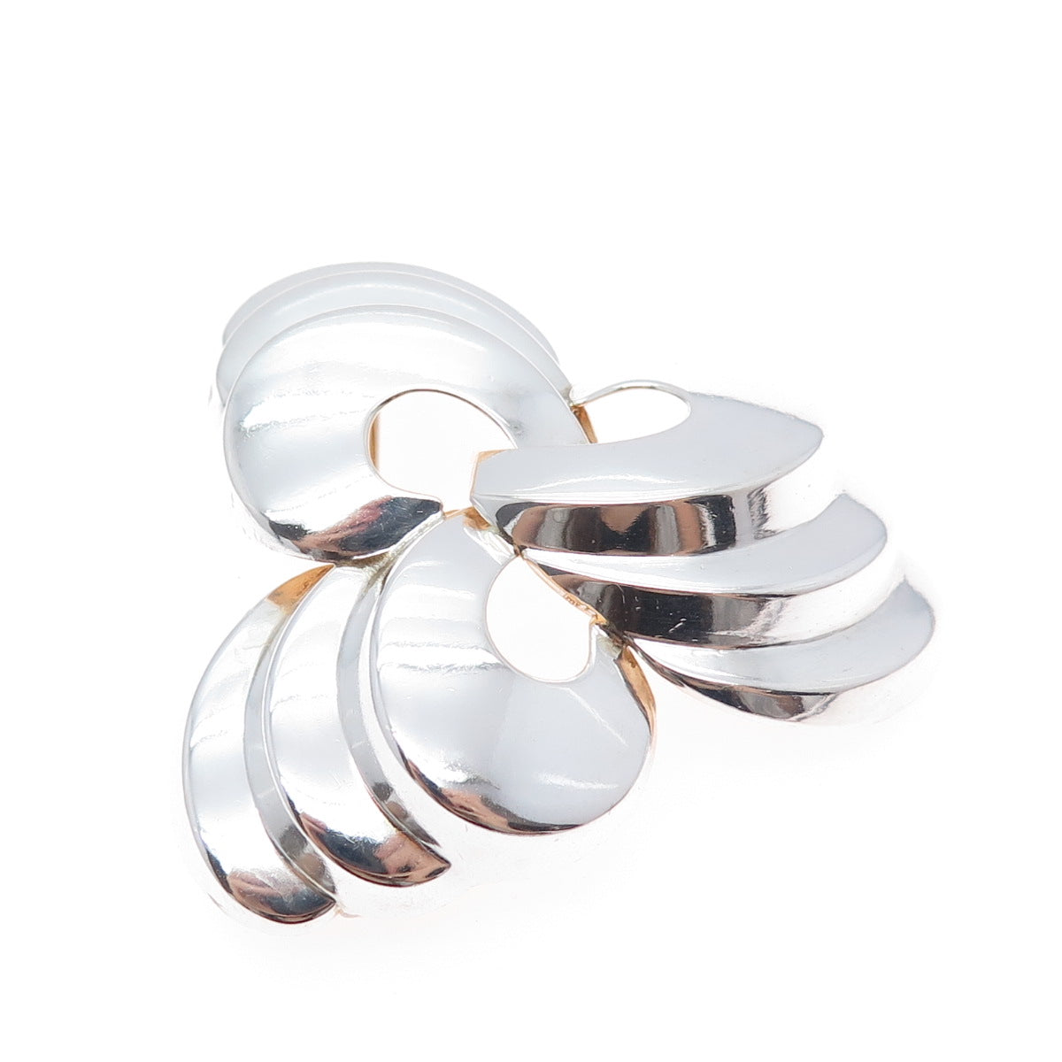 MONET 925 Sterling Silver 2-Tone Vintage Modernist Floral Pin Brooch