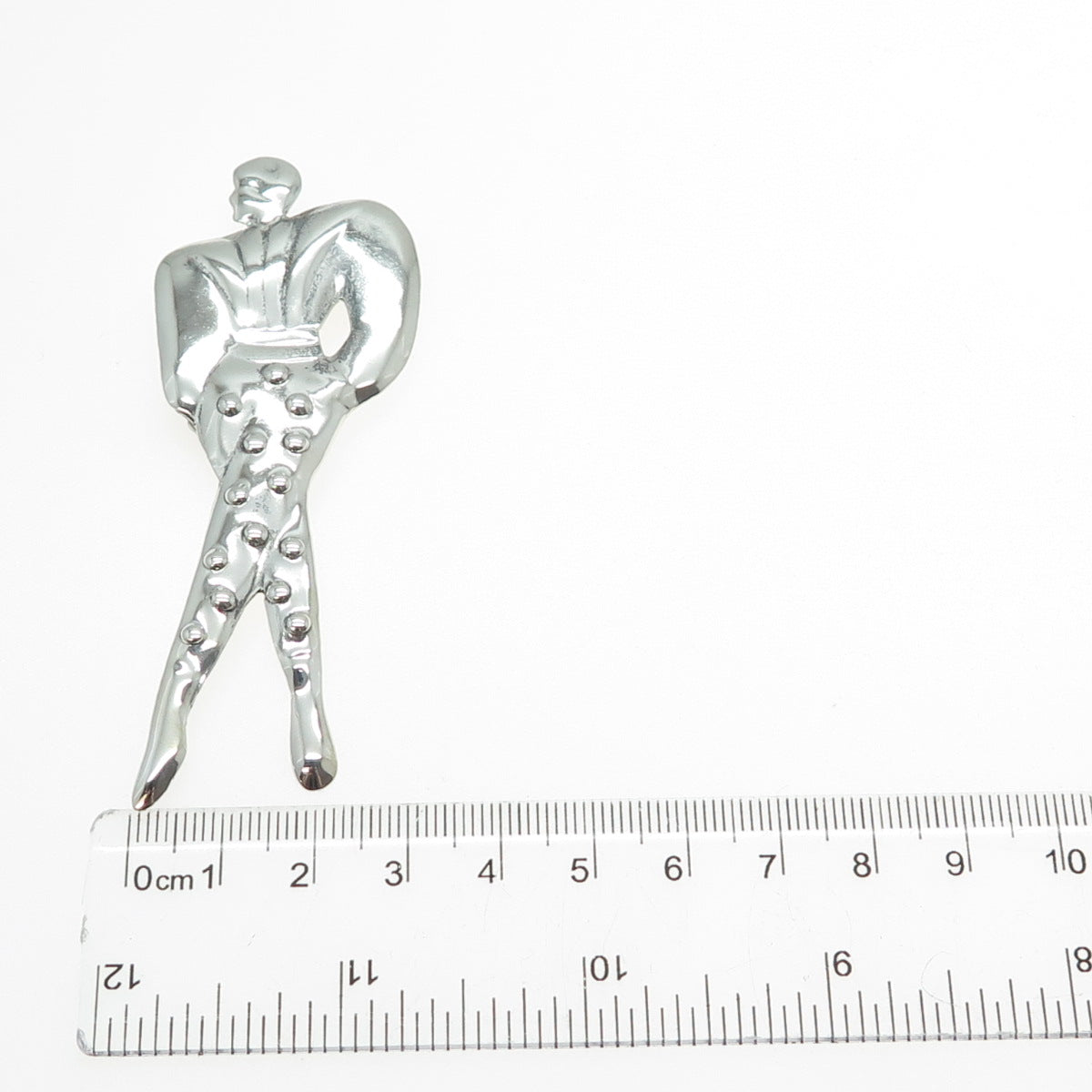 925 Sterling Silver Vintage Mexico Modernist Model Woman Pin Brooch