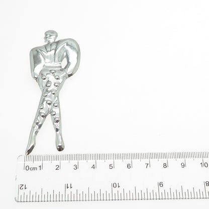 925 Sterling Silver Vintage Mexico Modernist Model Woman Pin Brooch