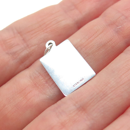925 Sterling Silver Red Enamel Live Every Day Happily Minimalist Charm Pendant