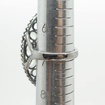 DSMK 925 Sterling Moonstone Tanzanite Topaz Gem Oxidized Statement Ring Size 7