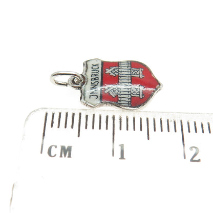 800 Silver Vintage Enamel Innsbruck Austria Coat of Arms Minimalist Pendant