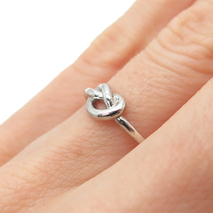 925 Sterling Silver Vintage Heart Love Knot Ring Size 6