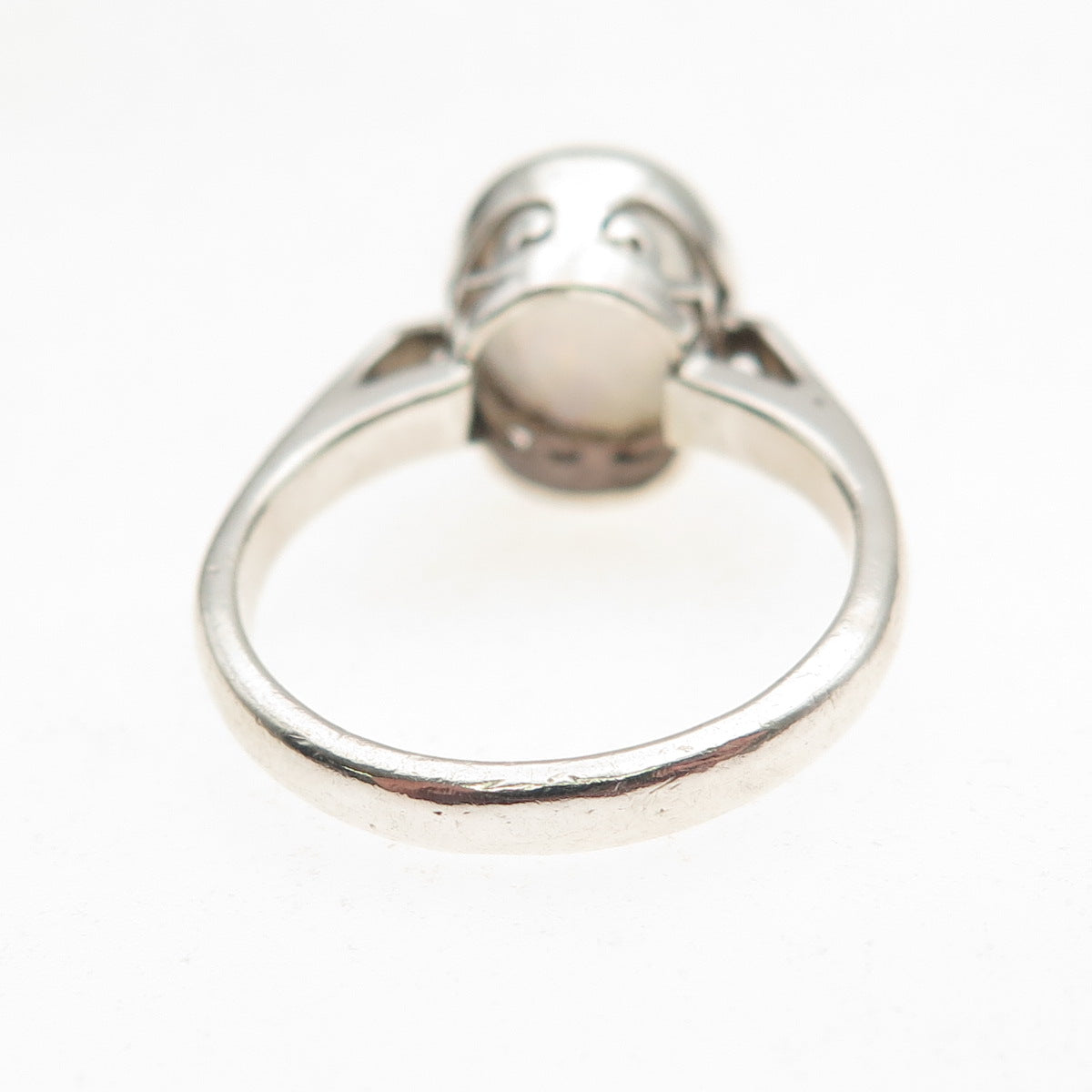 925 Sterling Silver Vintage Real Moonstone Oxidized Ring Size 6.25