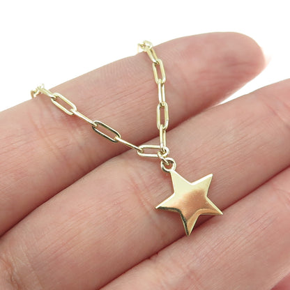 925 Sterling Silver Gold Plated Star Paperclip Chain Necklace 16-18"