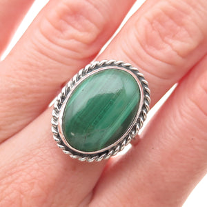 Gilo & Grace Nakai Navajo Old Pawn 925 Sterling Vintage Malachite Ring Size 8
