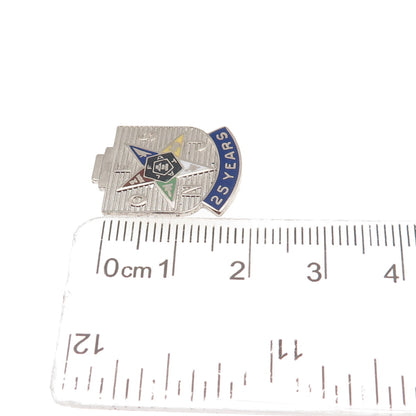 925 Sterling Silver Vintage Enamel Order of the Eastern Star 25 Years Pin Brooch