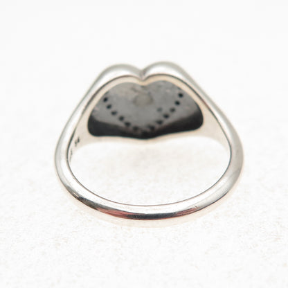 Pandora 925 Sterling Silver Round-Cut C Z Heart Signet Ring Size 7