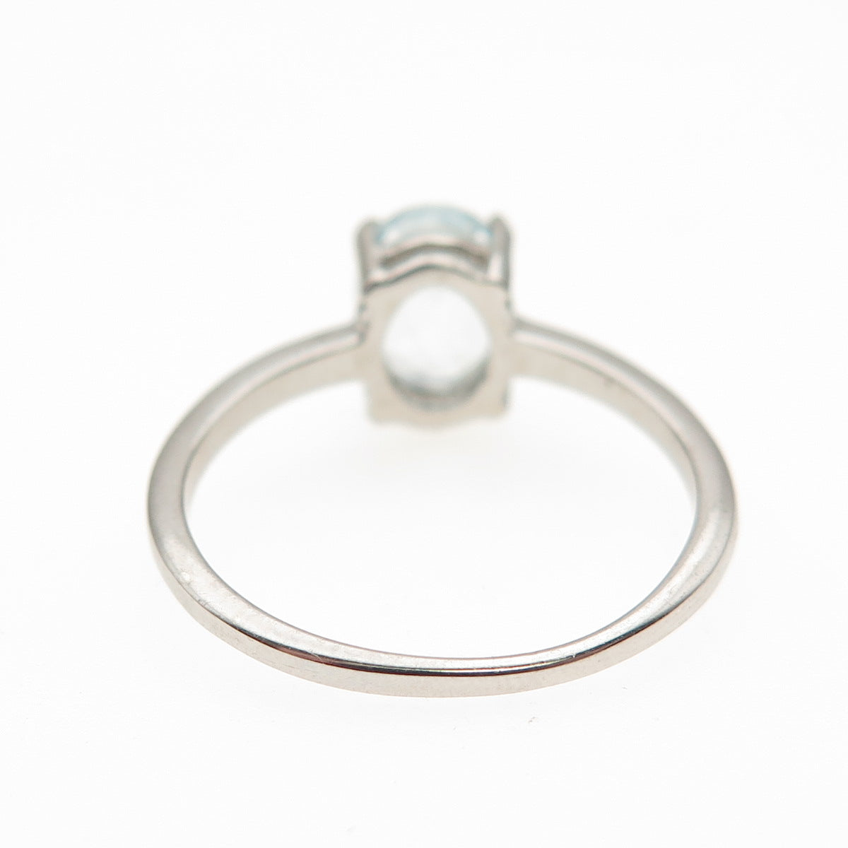 DAZZLERS 925 Sterling Silver Real Oval-Cut Blue Topaz Ring Size 6