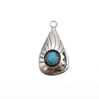 Old Pawn 925 Sterling Silver Vintage Southwestern Turquoise Snake Eye Pendant
