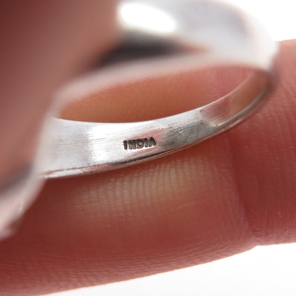 925 Sterling Silver Vintage Real Cushion-Cut Chalcedony Ring Size 6.5