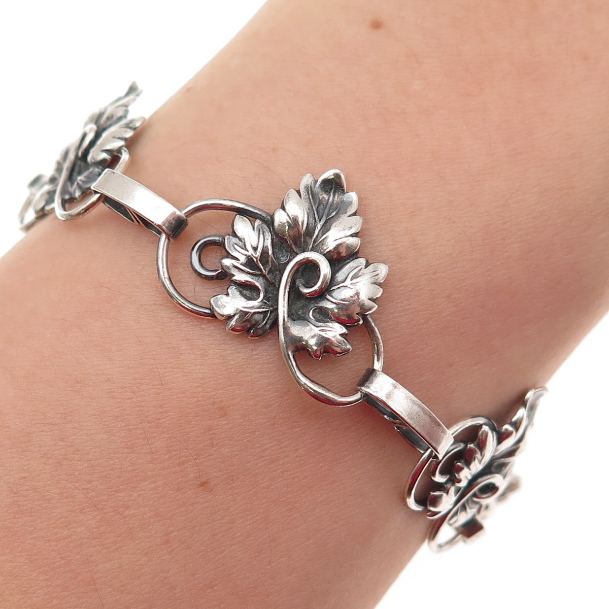JEWELART Sterling 1/20 12K Gold Filled Antique Art Deco Floral Bracelet 7.25"
