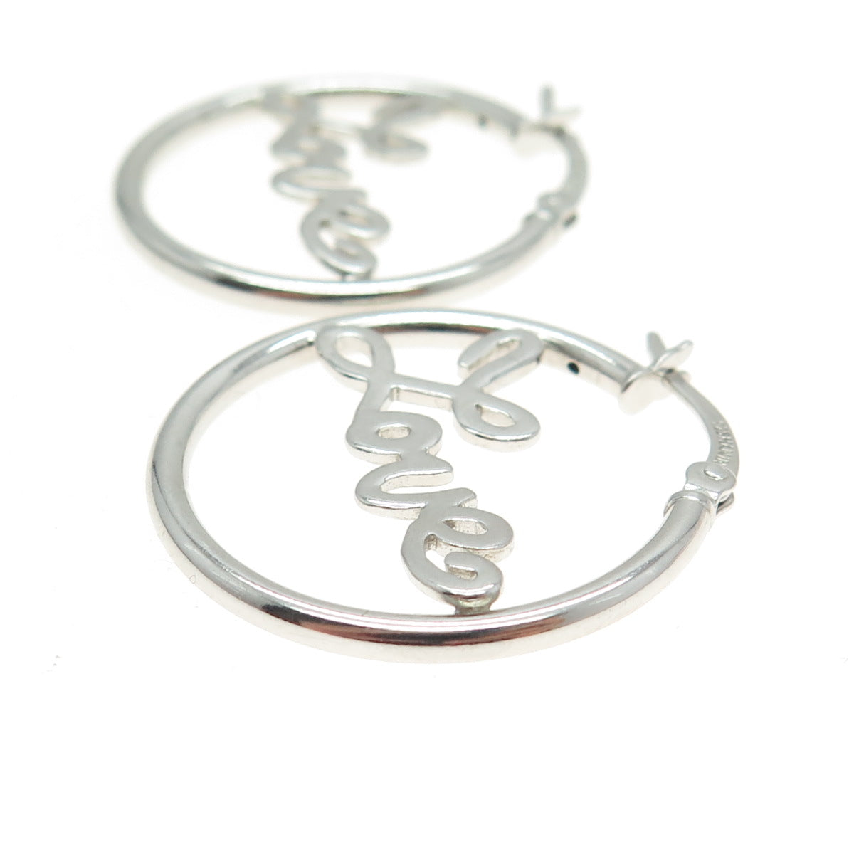 HAN 925 Sterling Silver "Love" Hoop Earrings