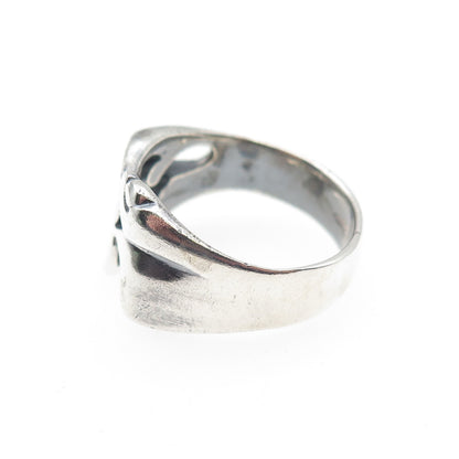925 Sterling Silver Vintage Om Mantra Oxidized Ring Size 7.75