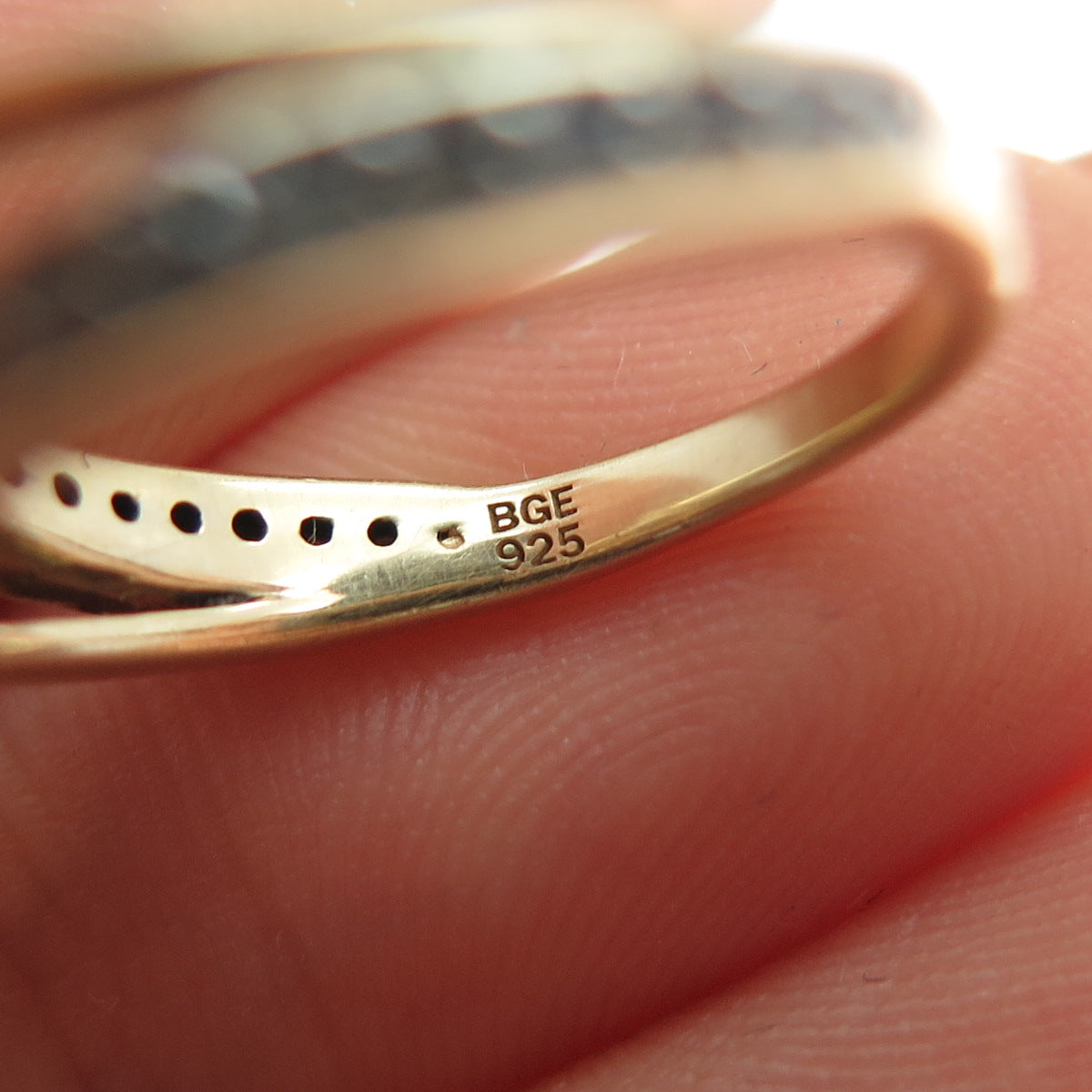 BGE BRADFORD 925 Sterling Silver Gold Plated Real Diamond Ring Size 5.25