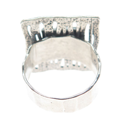 TAMIR ZUMAN 925 Sterling Silver Vintage Real Smoky Quartz Oxidized Ring Size 9.5