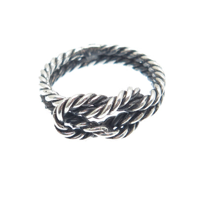 925 Sterling Silver Vintage Twisted Love Knot Oxidized Ring Size 6.5