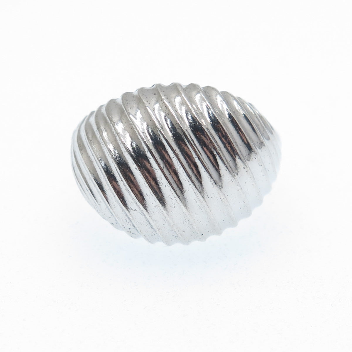 925 Sterling Silver Vintage Ribbed Dome Adjustable Ring Size 7.75