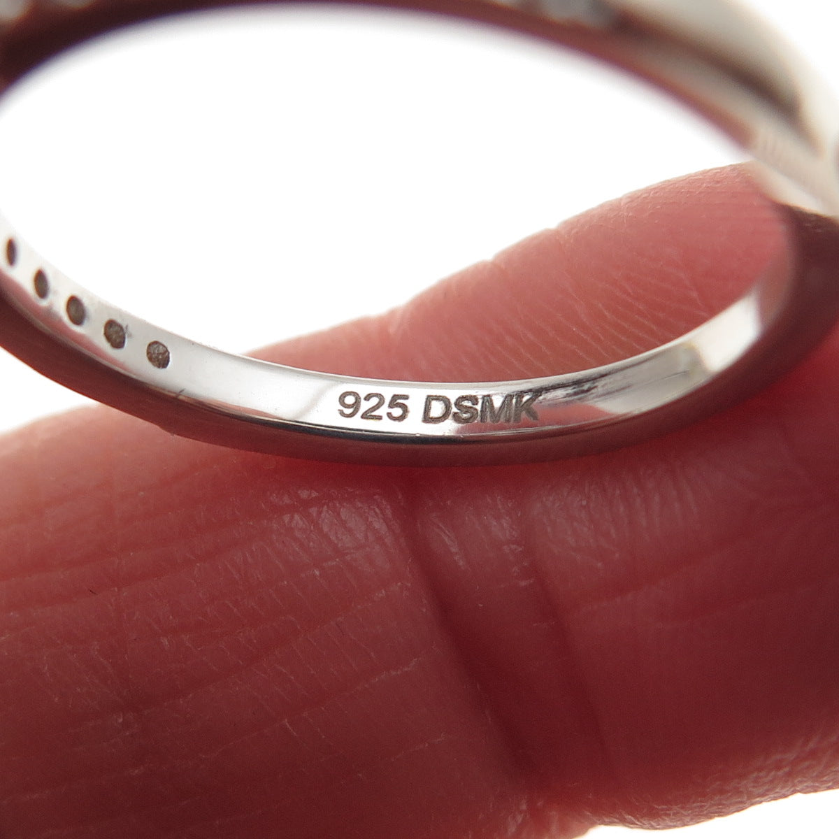 DSMK 925 Sterling Silver Round & Marquise-Cut C Z Engagement Ring Size 7.25