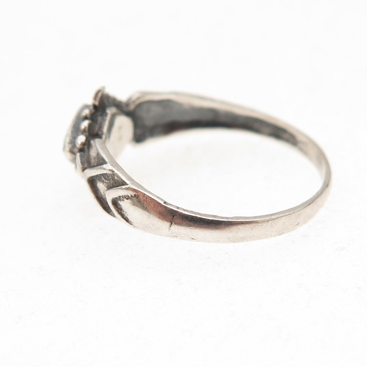 925 Sterling Silver Vintage Real Black Onyx Oxidized Ring Size 8.25