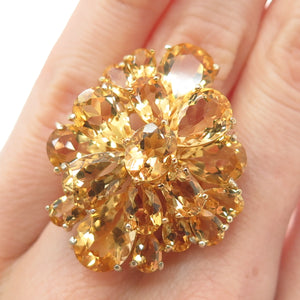 CHAPAL ZENRAY Sterling Silver Gold Plated Real Citrine Cluster Ring Size 5.75