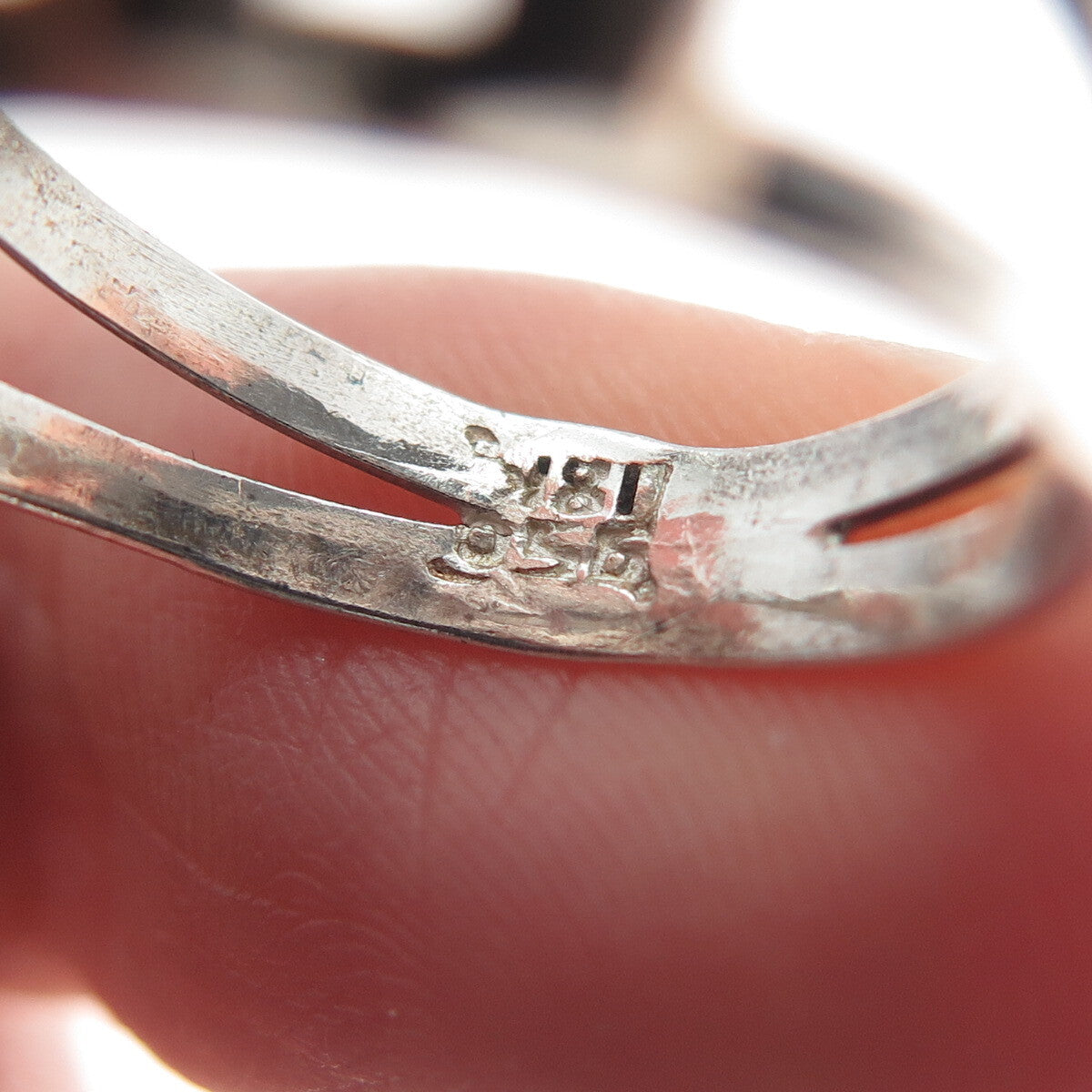 950 Silver & 18K Rose Gold Vintage Fence Oxidized Ring Size 7.25