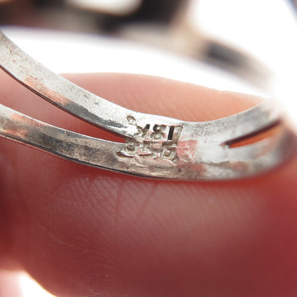 950 Silver & 18K Rose Gold Vintage Fence Oxidized Ring Size 7.25