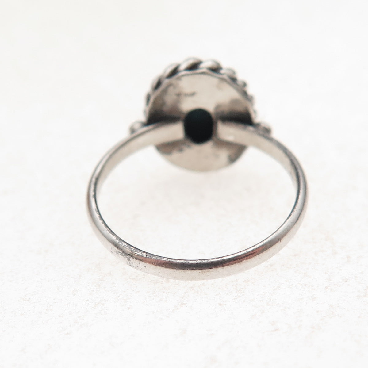 925 Sterling Silver Vintage Real Turquoise Oxidized Ring Size 6