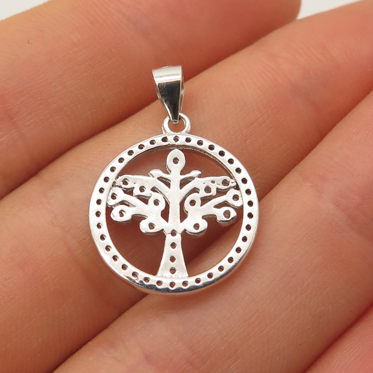 925 Sterling Silver C Z Tree of Life Pendant