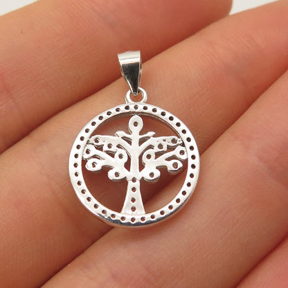 925 Sterling Silver C Z Tree of Life Pendant