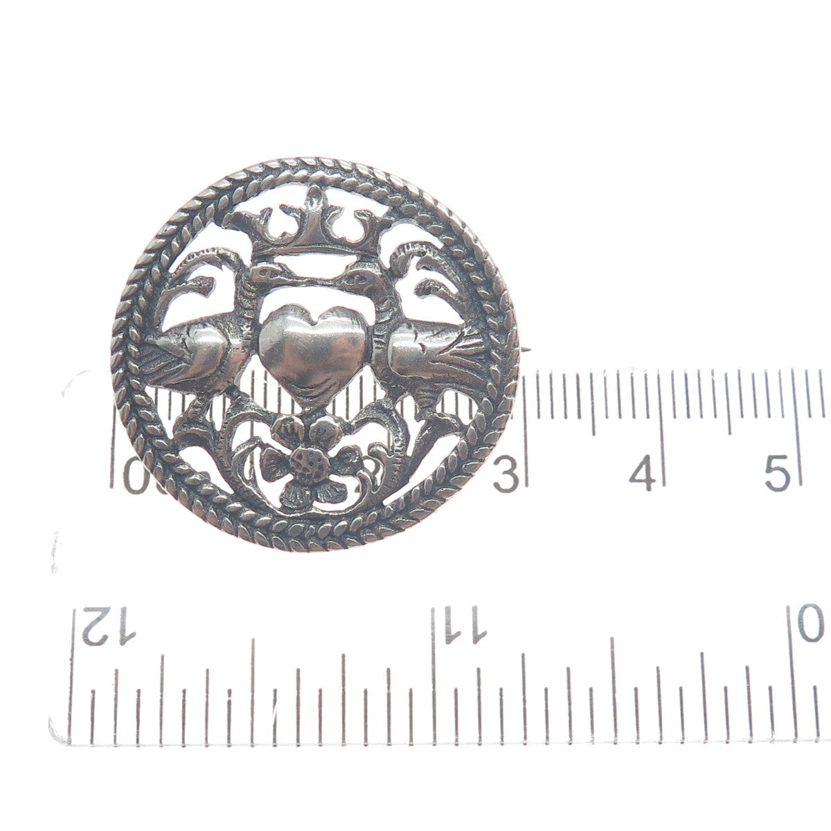 800 Silver Antique Austria Royal Coat of Arms Oxidized Pin Brooch