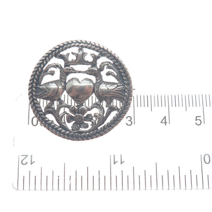 800 Silver Antique Austria Royal Coat of Arms Oxidized Pin Brooch
