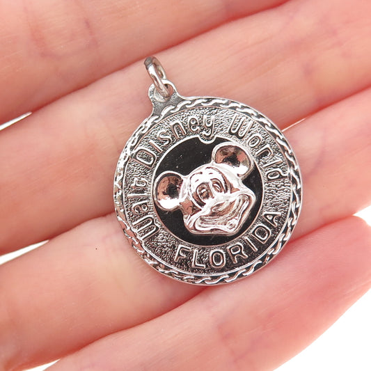 Walt Disney World 925 Sterling Silver Vintage Florida Mickey Mouse Charm Pendant