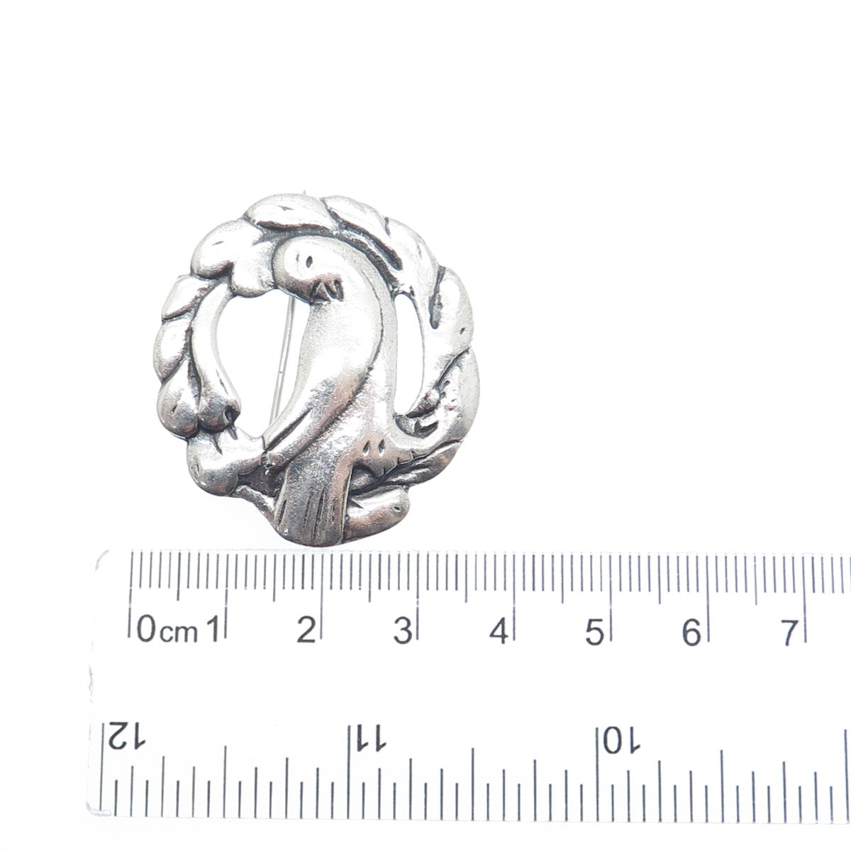 925 Sterling Silver Antique Art Deco Dove Bird Oxidized Pin Brooch