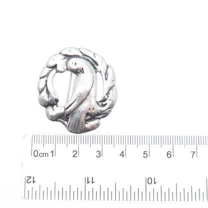 925 Sterling Silver Antique Art Deco Dove Bird Oxidized Pin Brooch