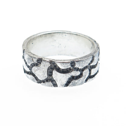 925 Sterling Silver Vintage Cracked Desert Oxidized Band Ring Size 10
