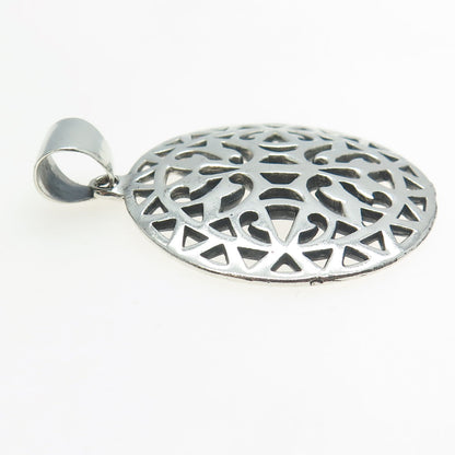 950 Silver Vintage Tribal Ornate Round Pendant