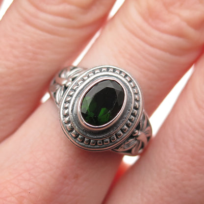925 Sterling Silver Vintage Real Peridot Butterfly Ring Size 7.25