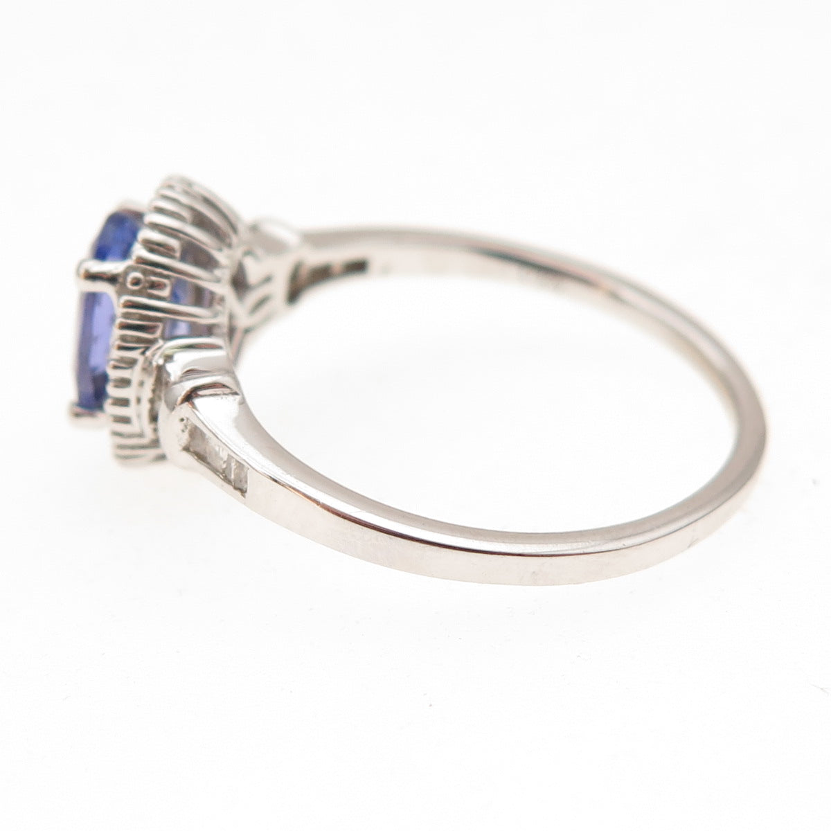 D'Joy 925 Sterling Silver Real Diamond & Tanzanite Ring Size 9