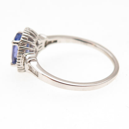 D'Joy 925 Sterling Silver Real Diamond & Tanzanite Ring Size 9