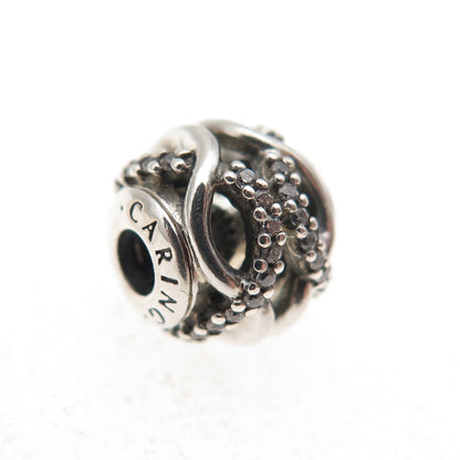 Pandora 925 Sterling Silver C Z Essence Caring Slide Bead Charm