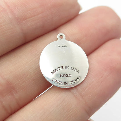 925 Sterling Silver USA Two In Town Dog Charm Pendant