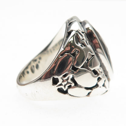 Sajen 925 Sterling Silver Vintage Real Smoky Quartz Modernist Ring Size 9