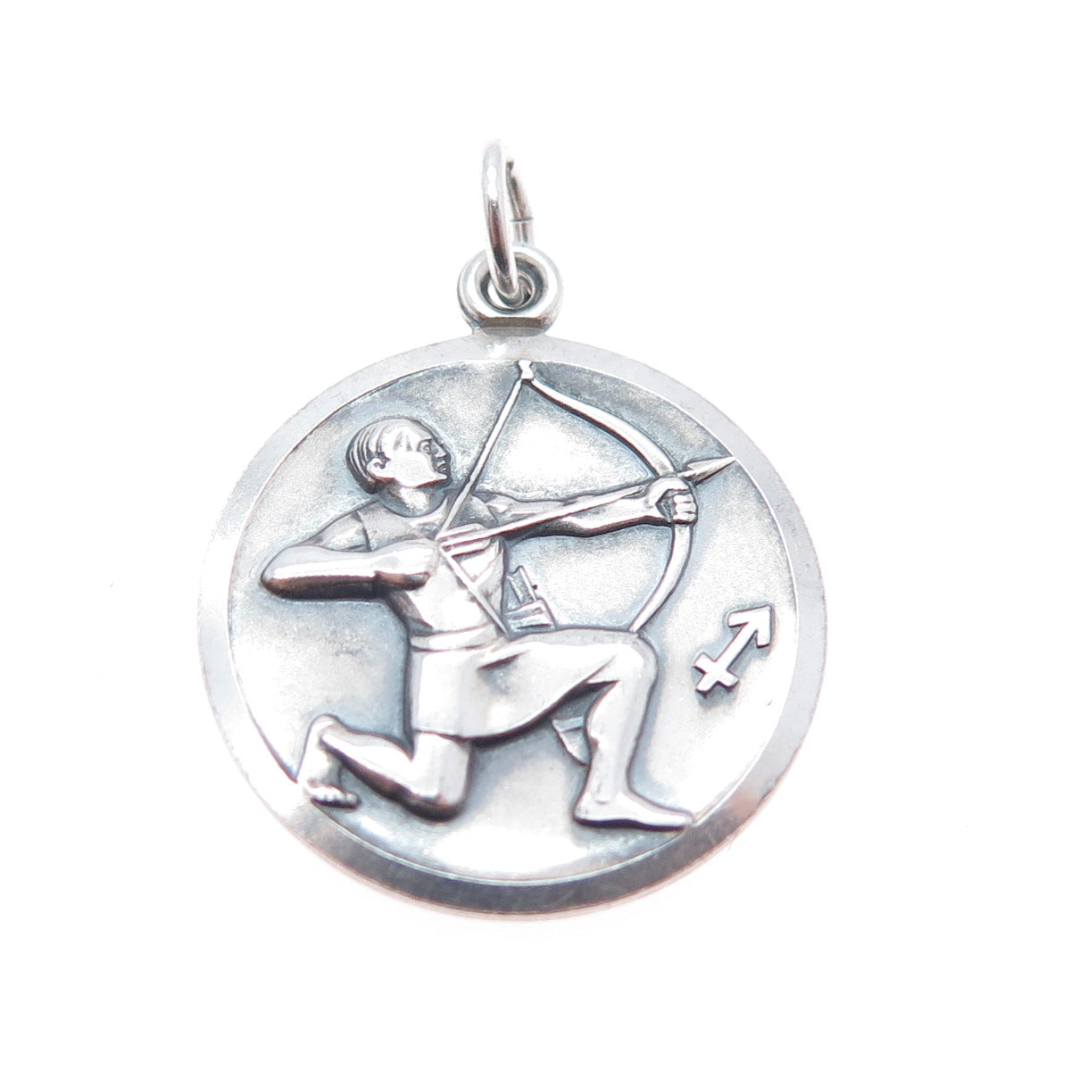 925 Sterling Silver Vintage Sagittarius Zodiac Sign Oxidized Charm Pendant